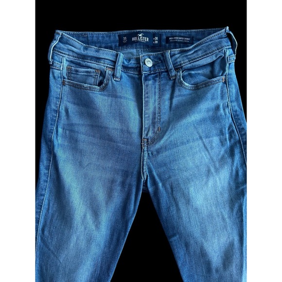 Hollister Womens Jeans 3‎ blue distressed high-rise super skinny stretch W26 L28 - Picture 8 of 13